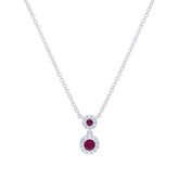 0.06ct Diamond & 0.12ct Ruby 14k White Gold Pendant